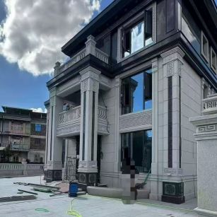 广元 别墅干挂，芝麻白与芝麻黑完美配合