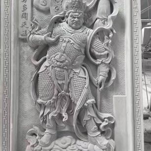 广元 芝麻灰花岗岩人物雕刻——多闻天王